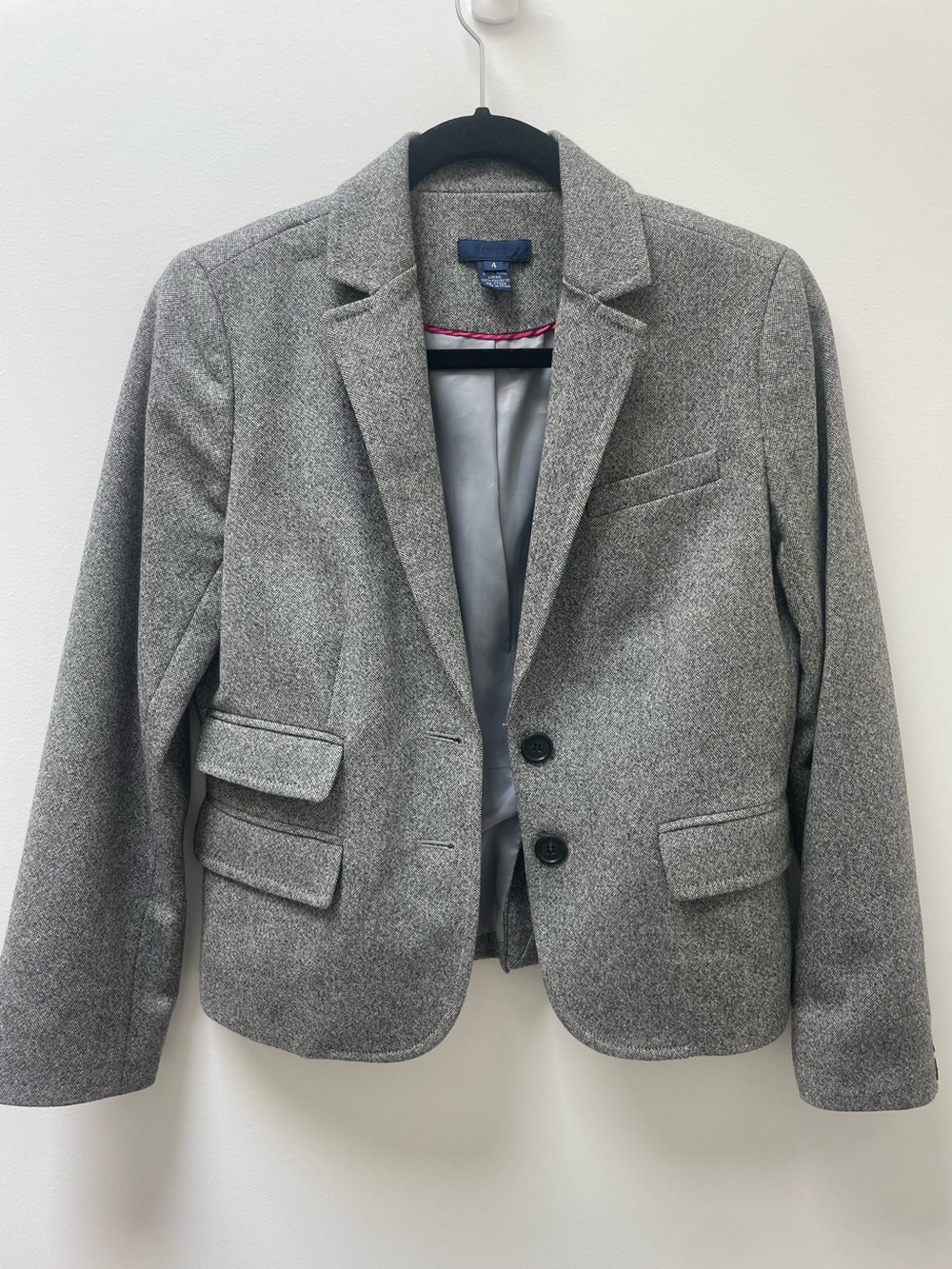 J. Crew 100% Wool Grey Herringbone Blazer Size 4